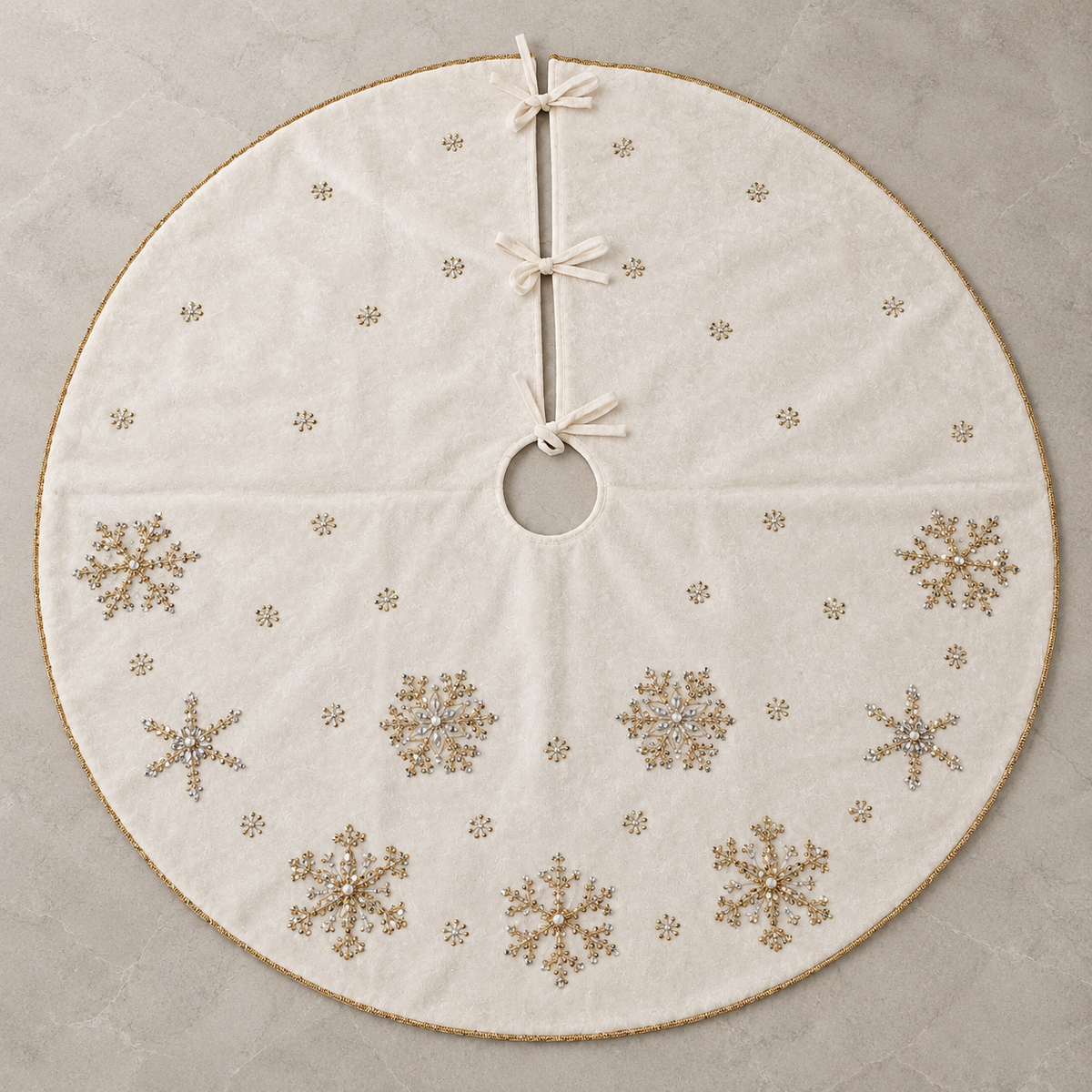 Ivory Champagne Snowflake Handmade Beaded Skirt