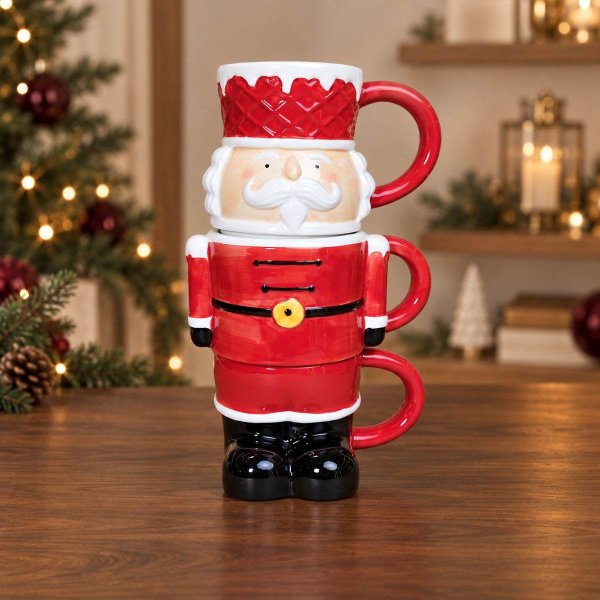 Set of Three Stacking Nutcracker Mugs