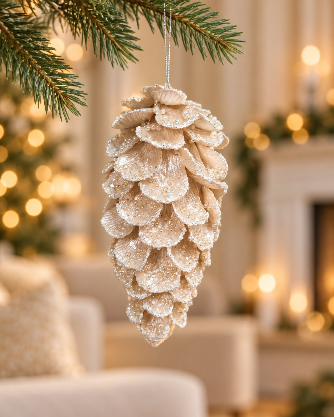 26CM Jeweled Pine Cone Orna