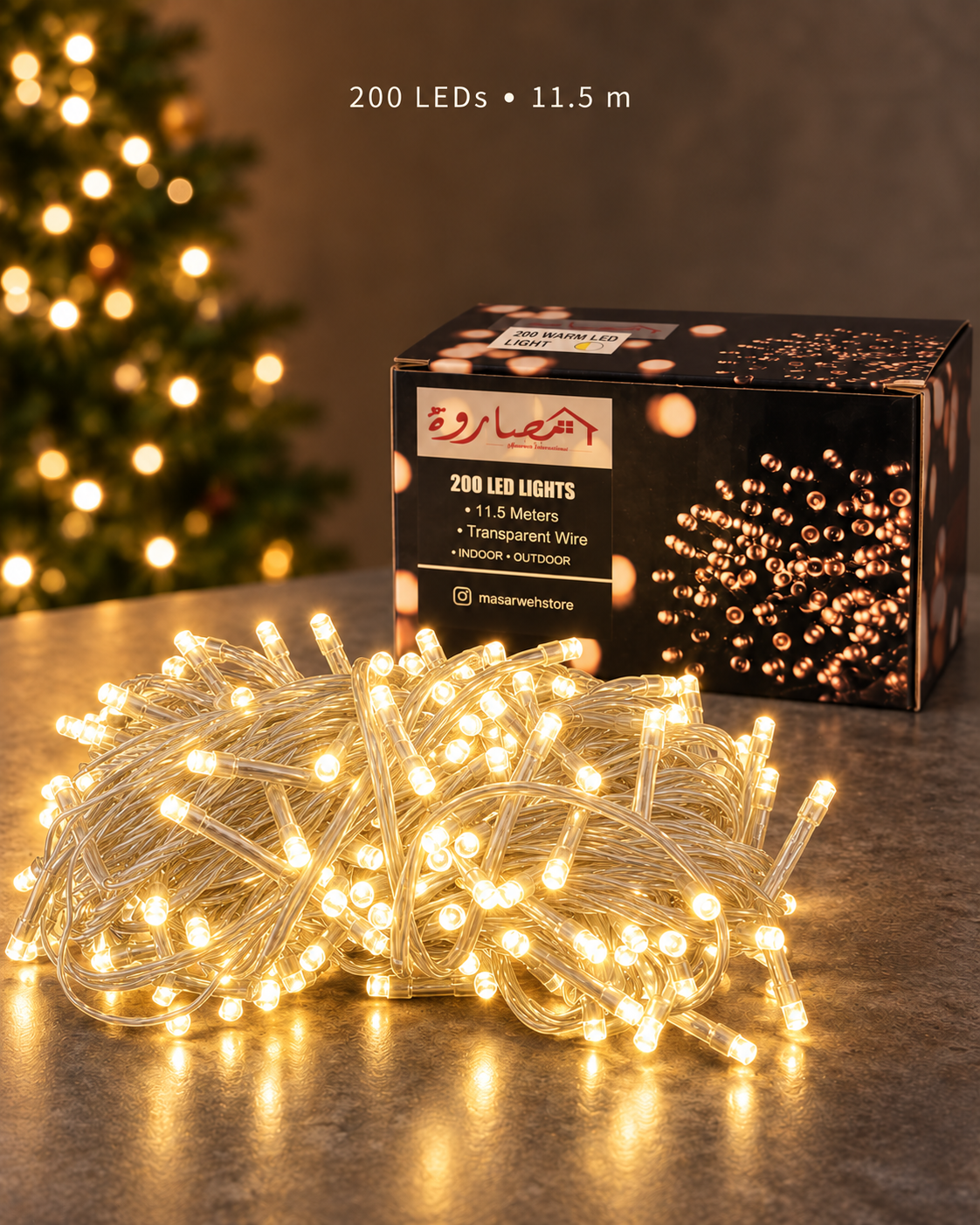 Steady 200 LED Warm light Transparent Wire