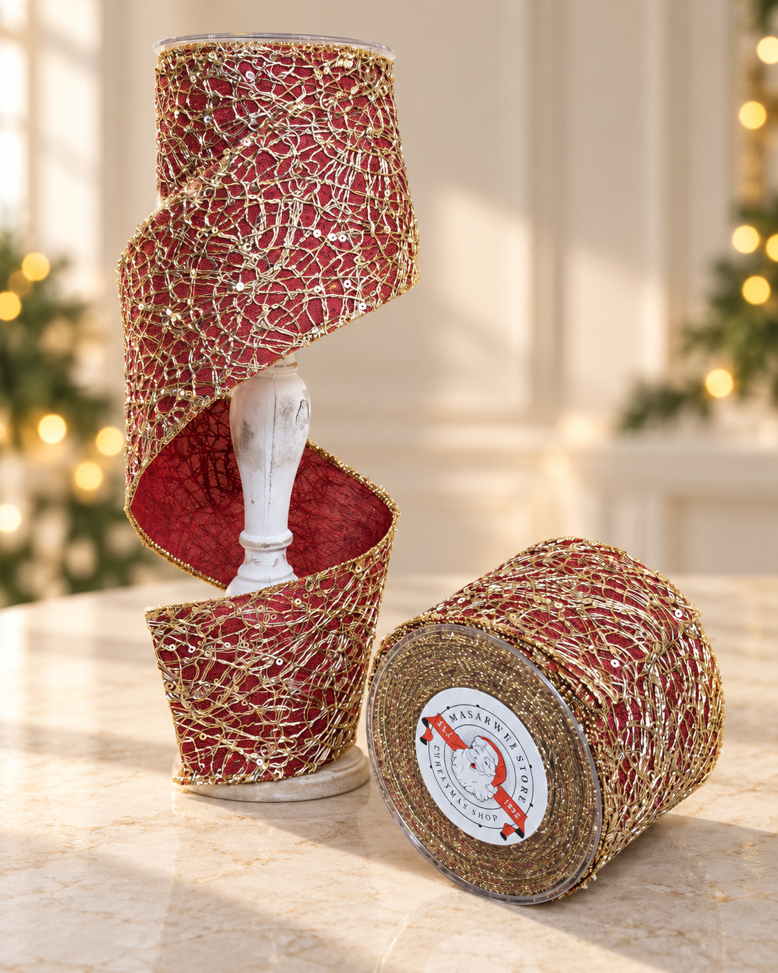 Burgundy With Gold Ribbon