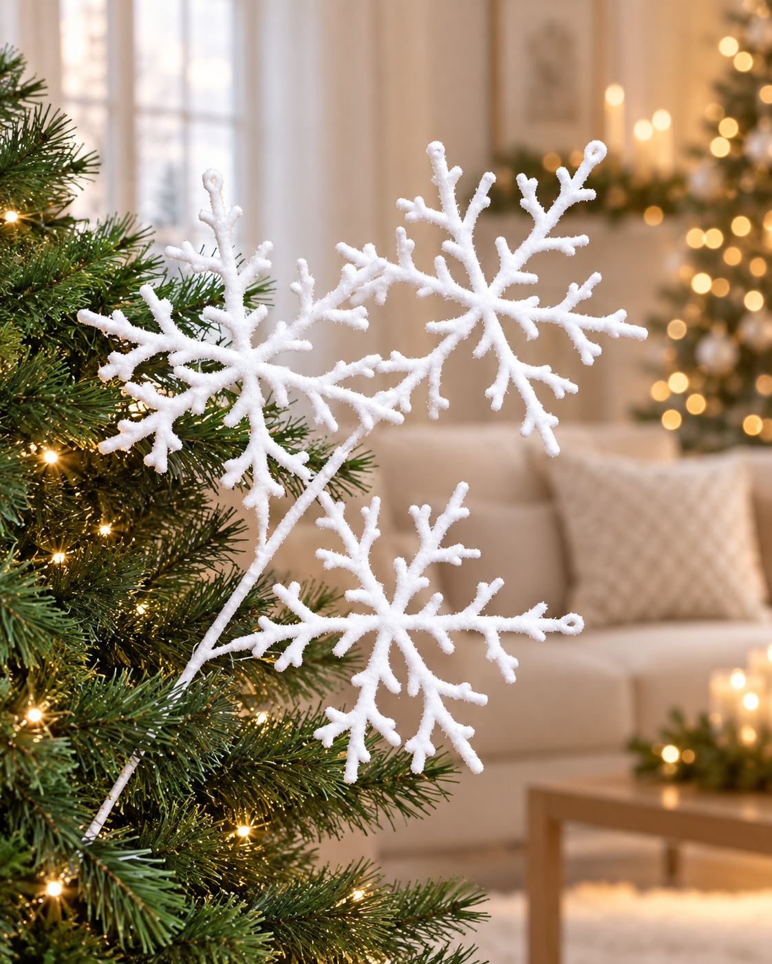 Flocked Snowflake Tree Spray