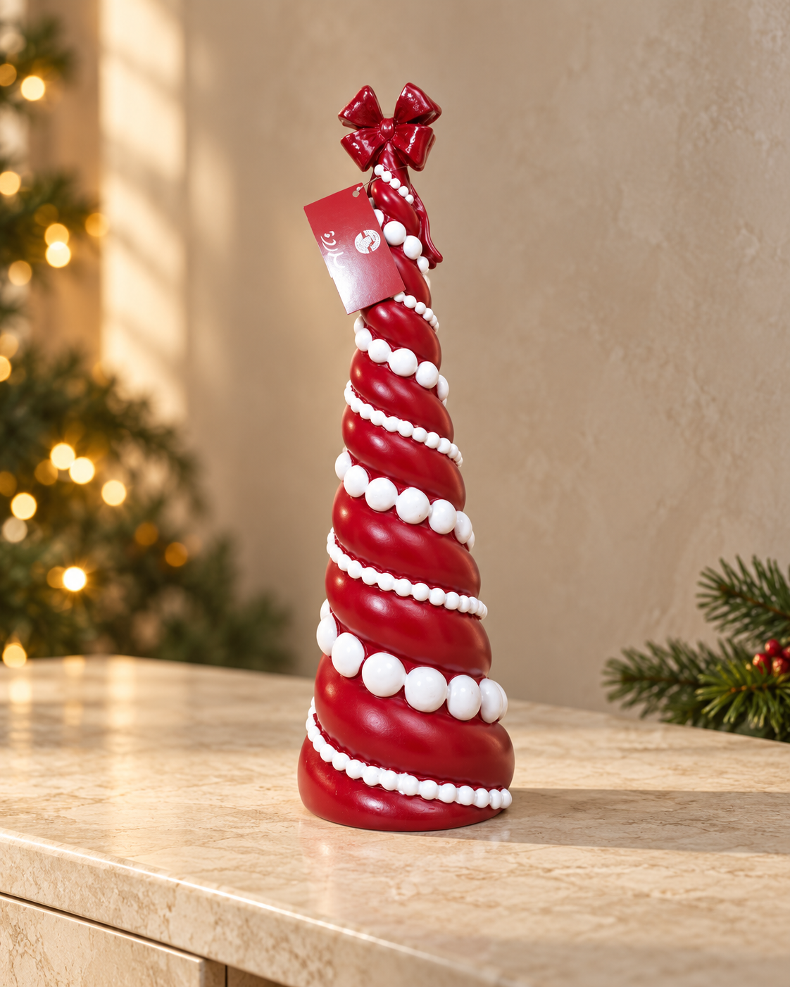 Red White Tree Polyresin Gift