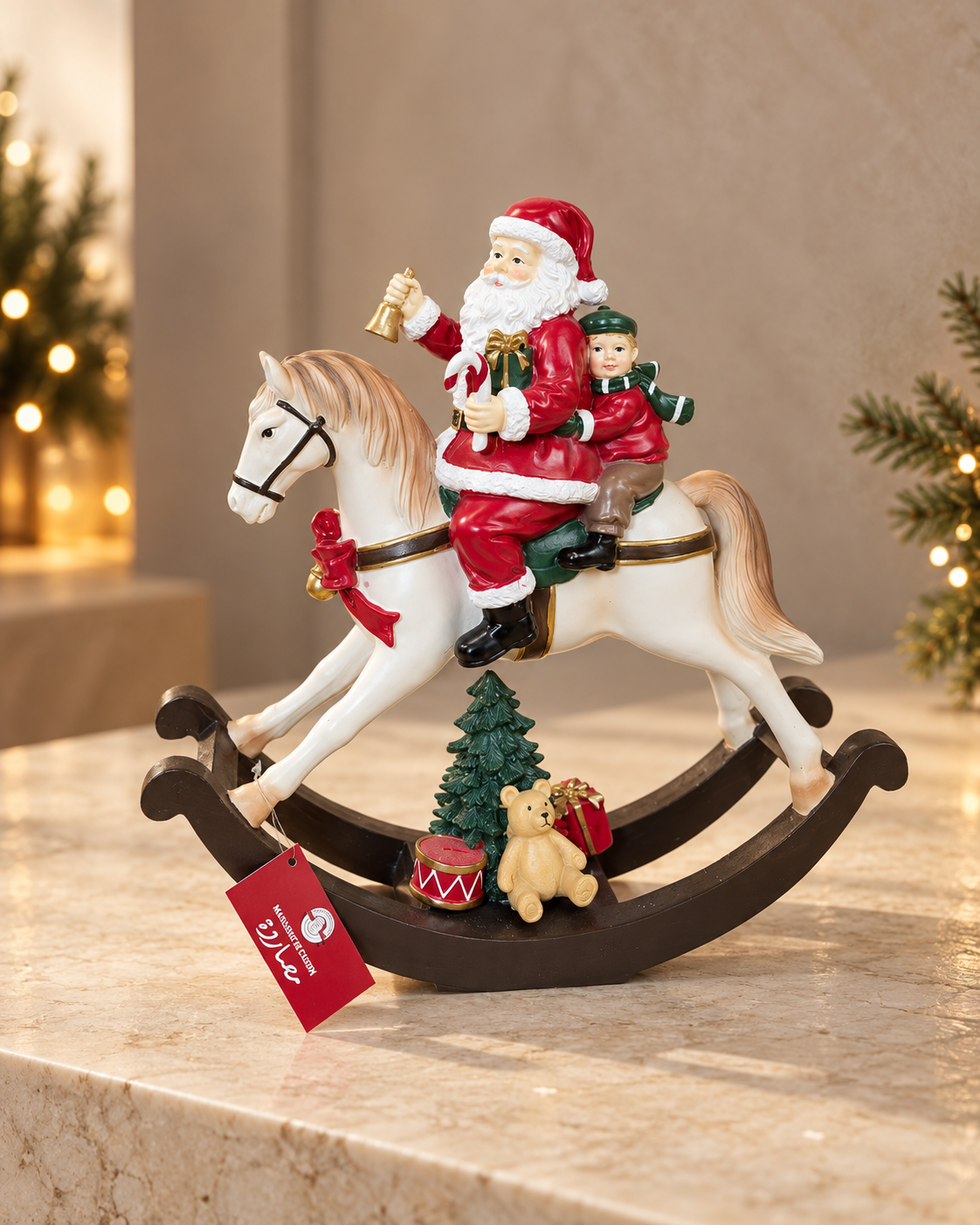 Santa On Rocking Horse Polyresin Gift