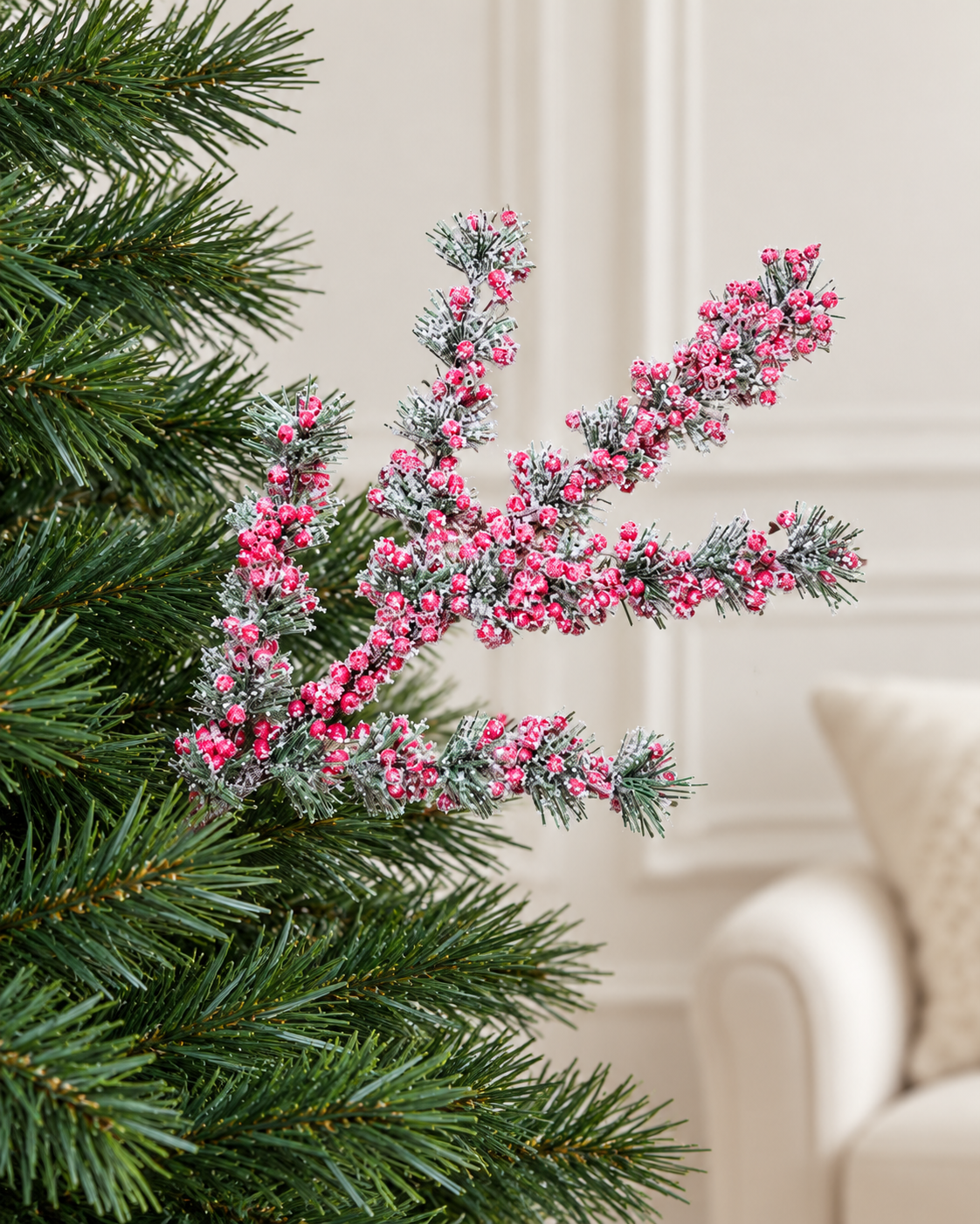 Frosted Pine Berries Tree Pick