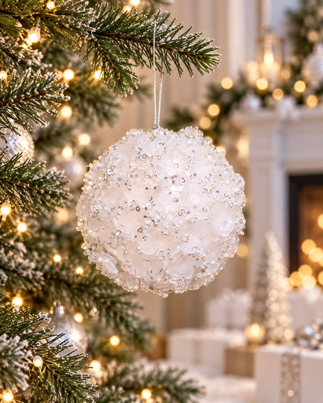 10 CM Glitter White Ball