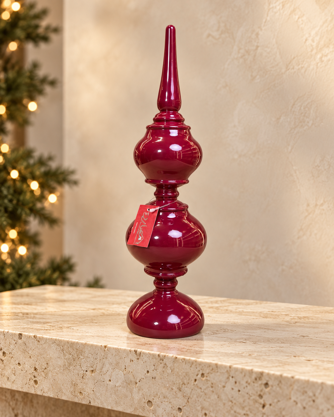 Burgundy Red Finial Plastic