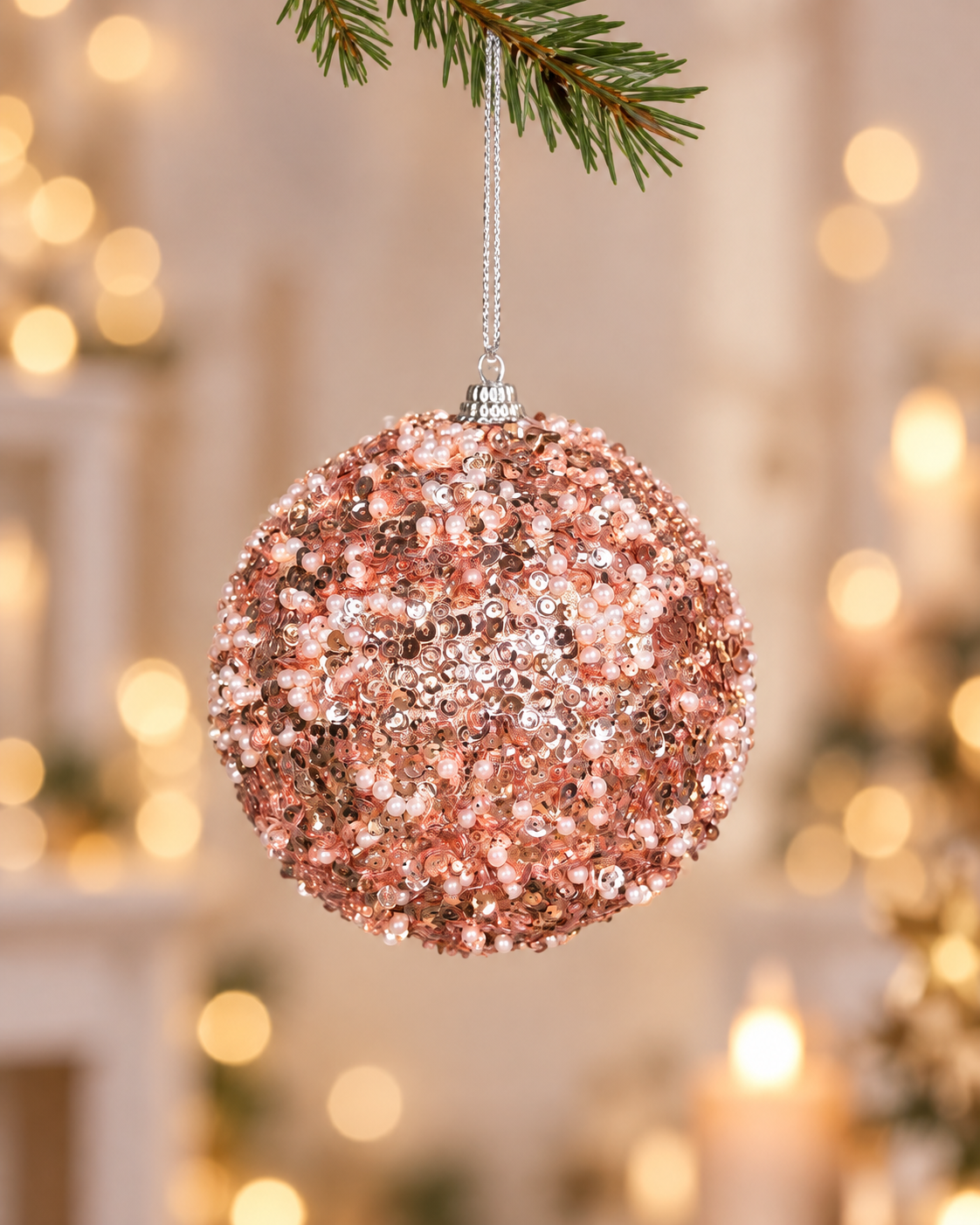 12cm Rosegold Glitter Ball