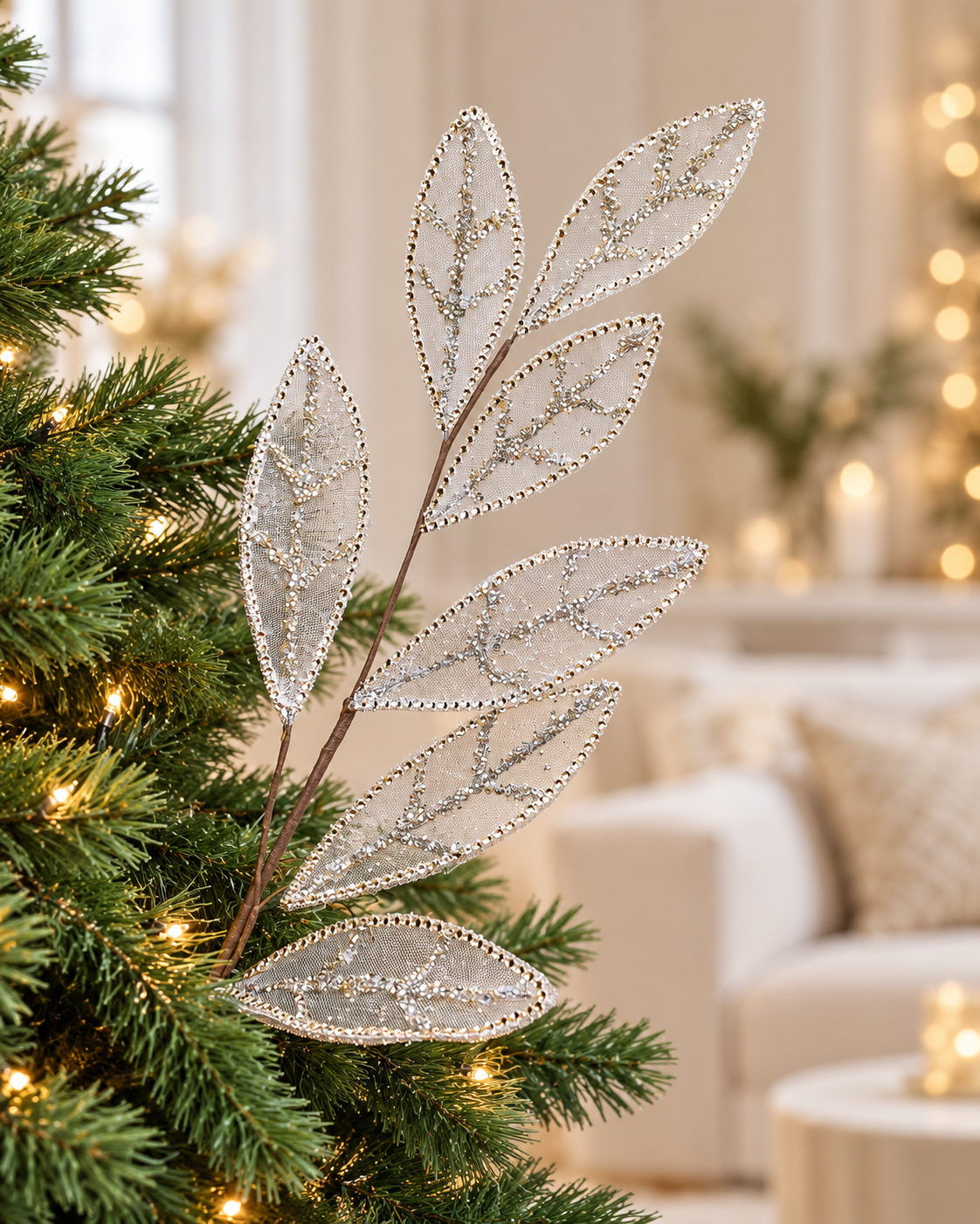 Transparent Gold/Silver beaded Tree Spray