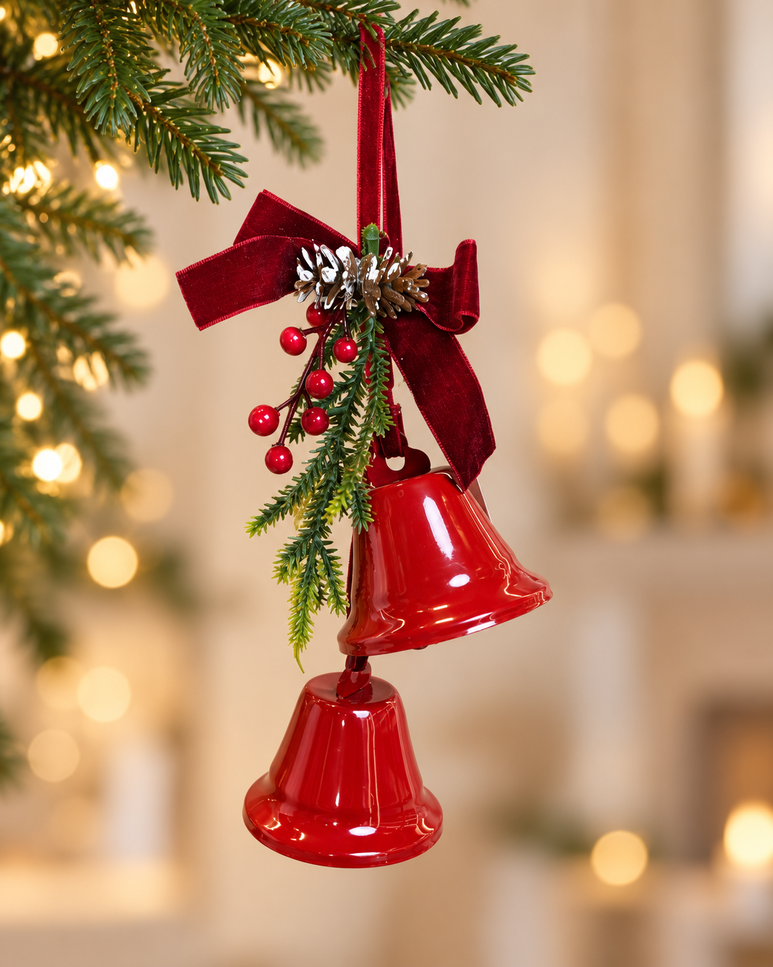 Hanging Red Bells Ornament