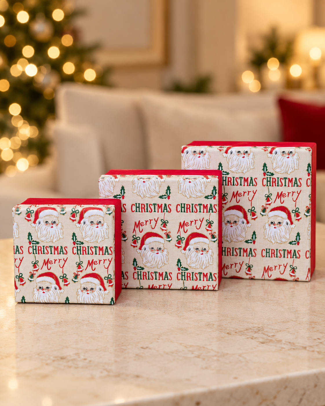 3 PCS Velvet Christmas Gift Boxes Set