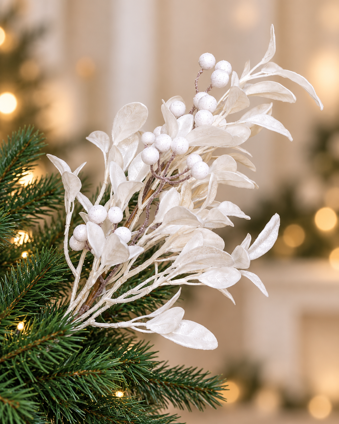 White leafs With Berries Tree Spray