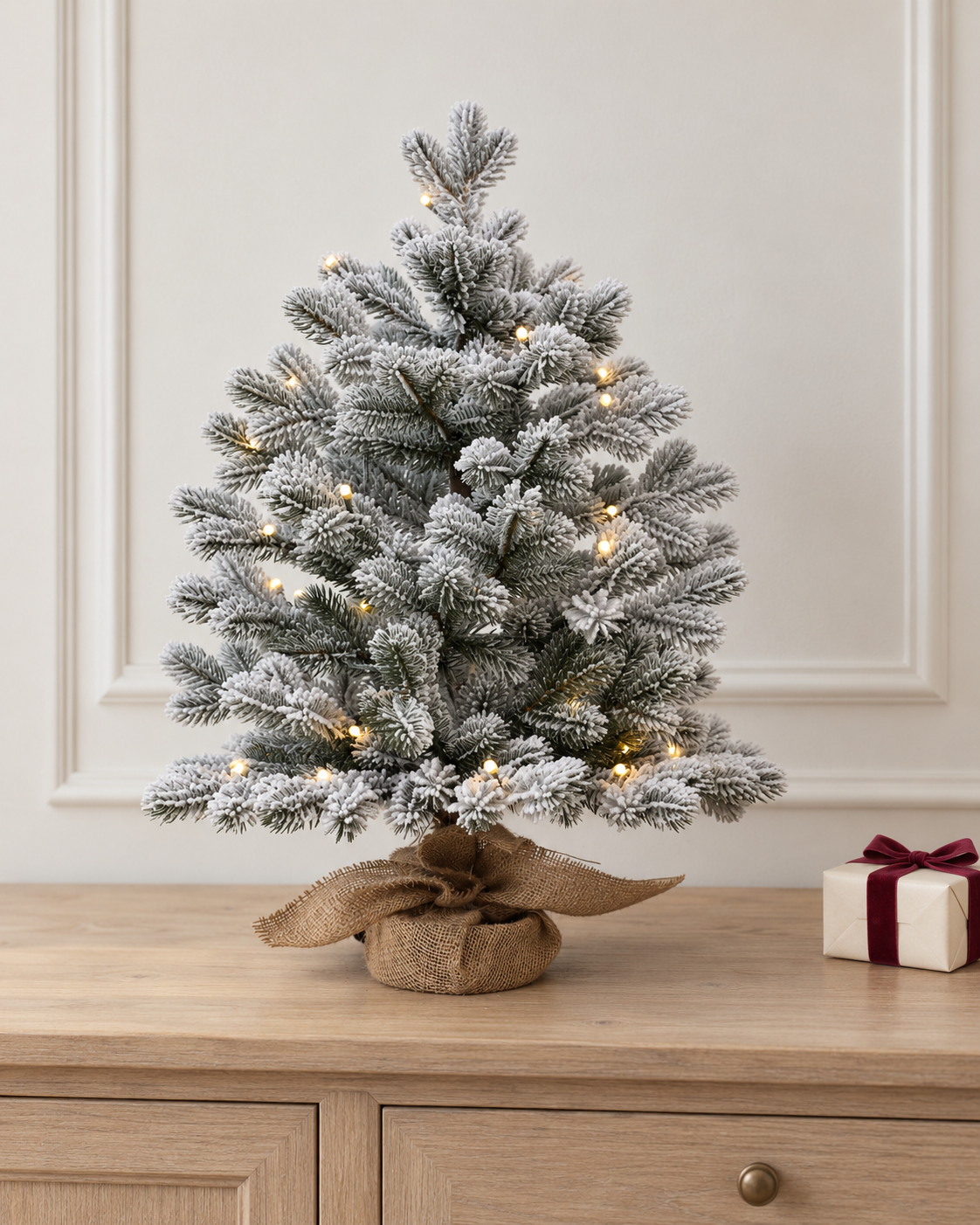 2ft (60cm) Pre-lit Mini Flocked Tree