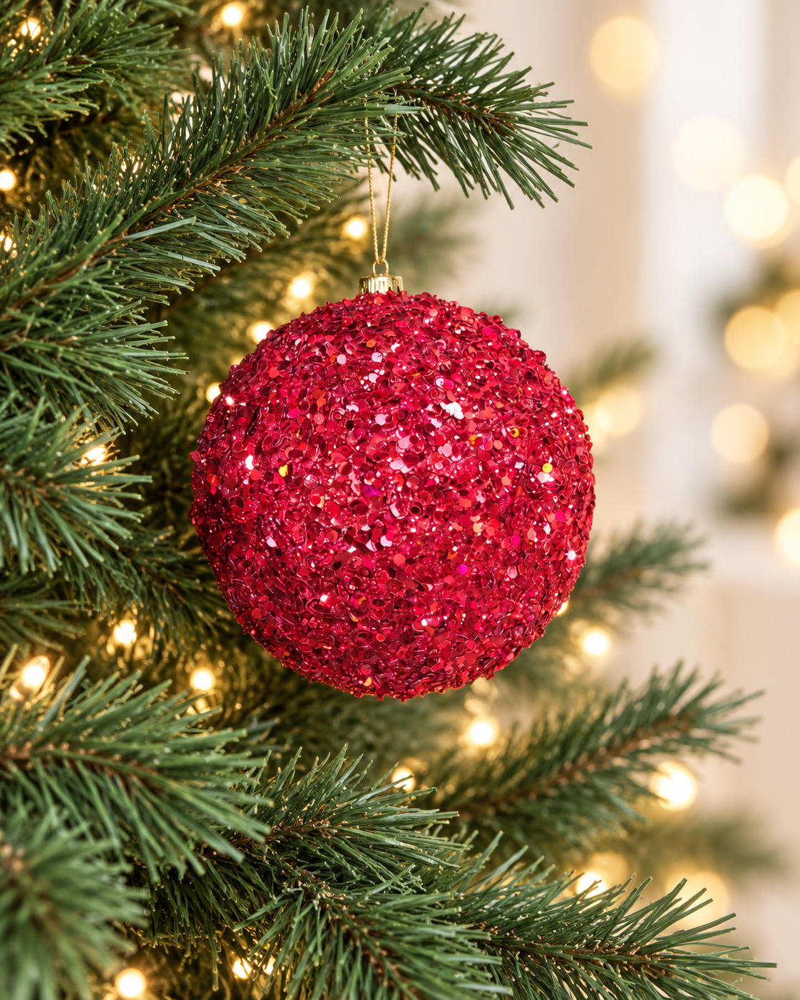 15cm Red Sequin Ball Christmas