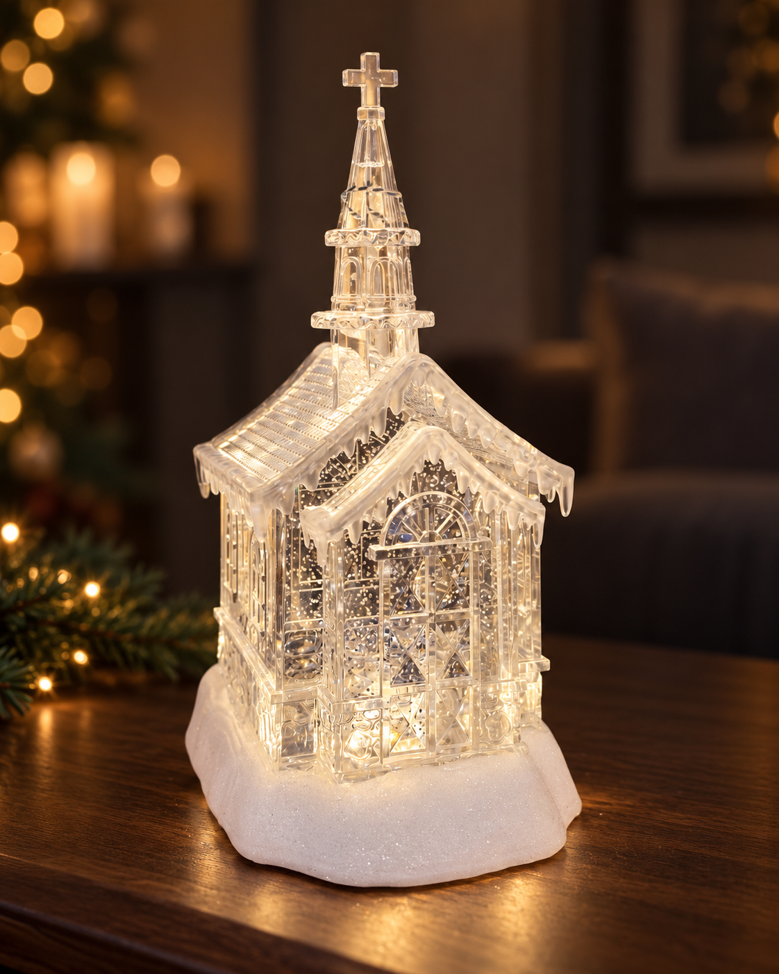 White Church Musical Water Lantern