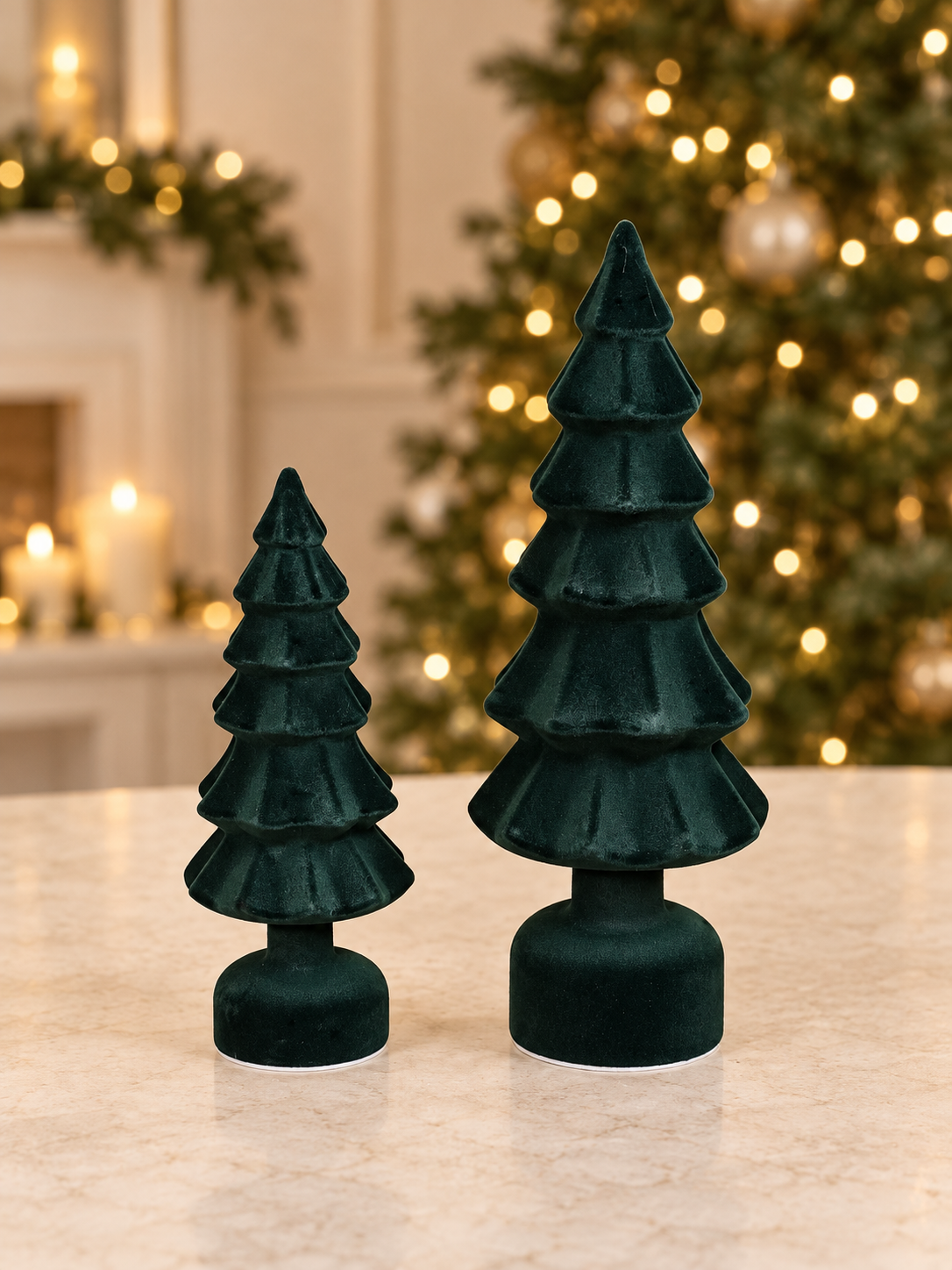 Table Top Plastic Velvet Green Tree