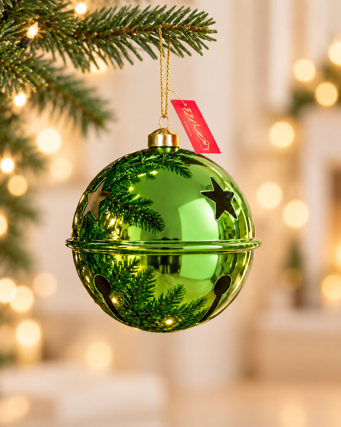 15CM Christmas Glossy Green Bell