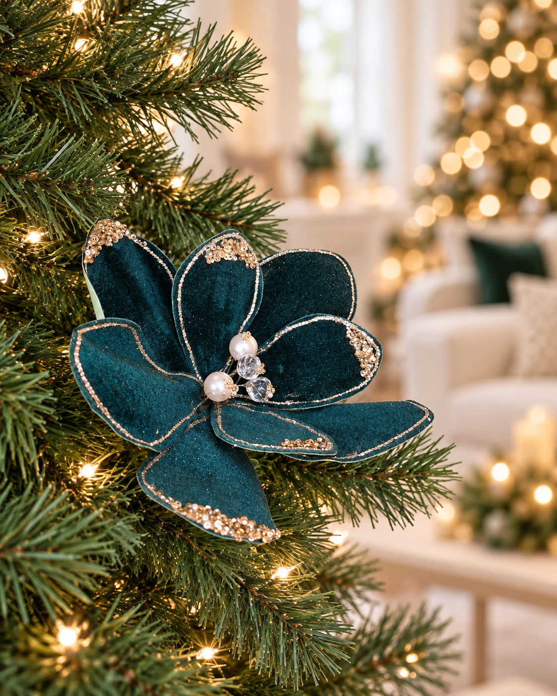 Emarled Green Velvet Flower