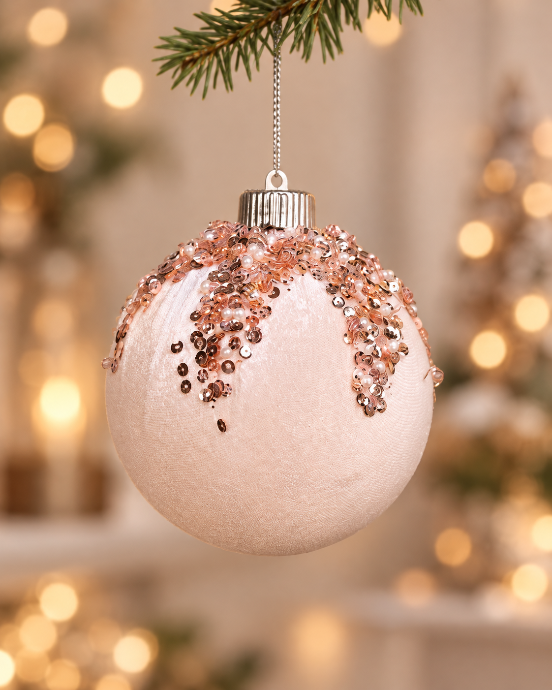 12cm Champagne Glitter Ball