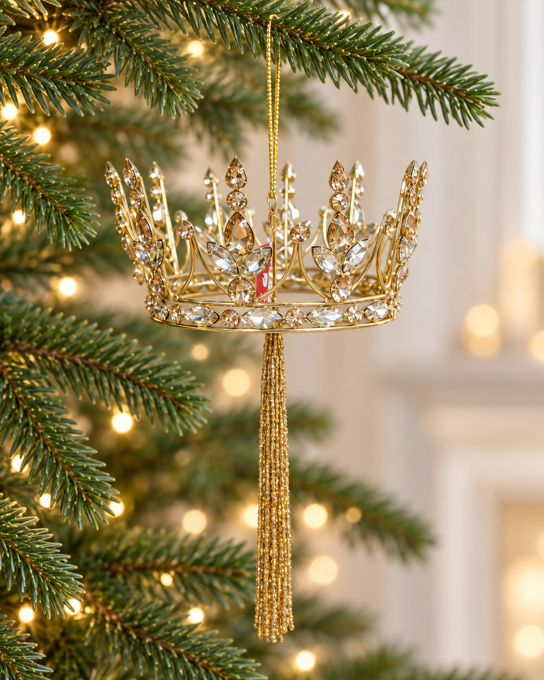 20cm Hanging Crown with Tassels Christmas Ornament