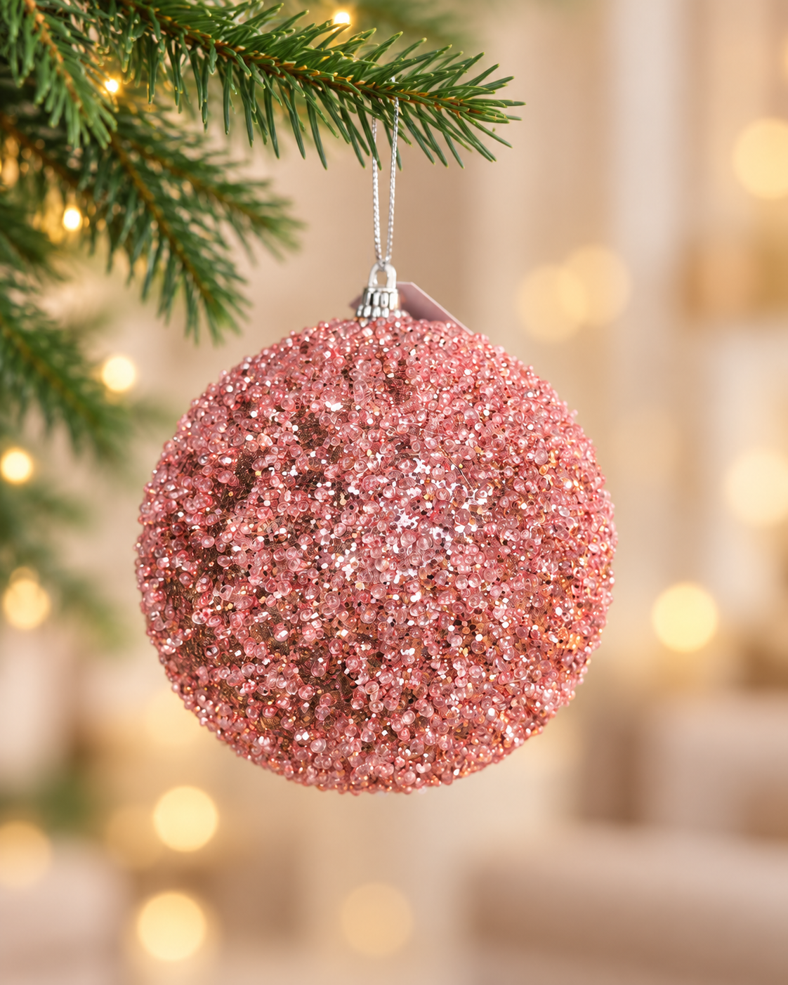 12CM Rosegold Pinm Ball Christmas
