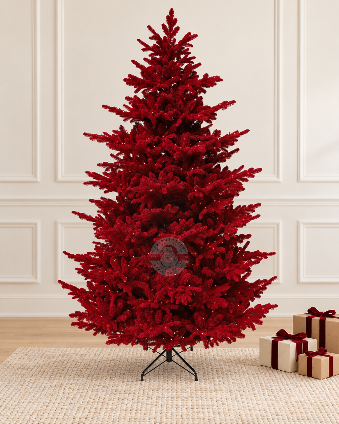 Pre-lit Flocked Kourtney Red Christmas Tree