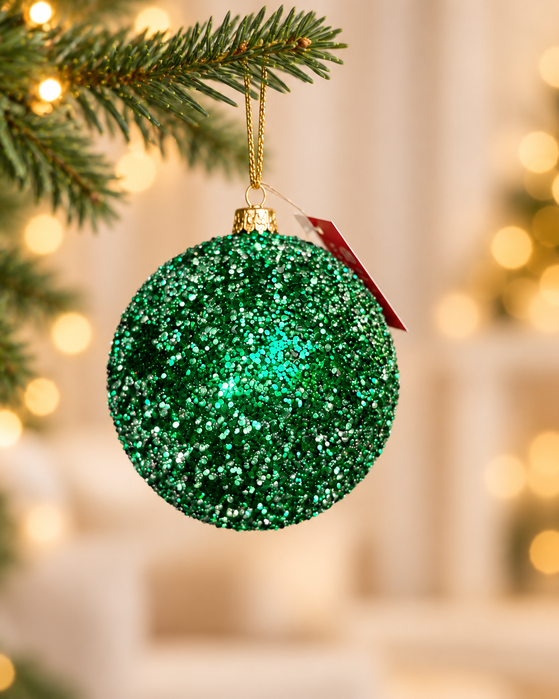 12CM Green Glitter Christmas Ball