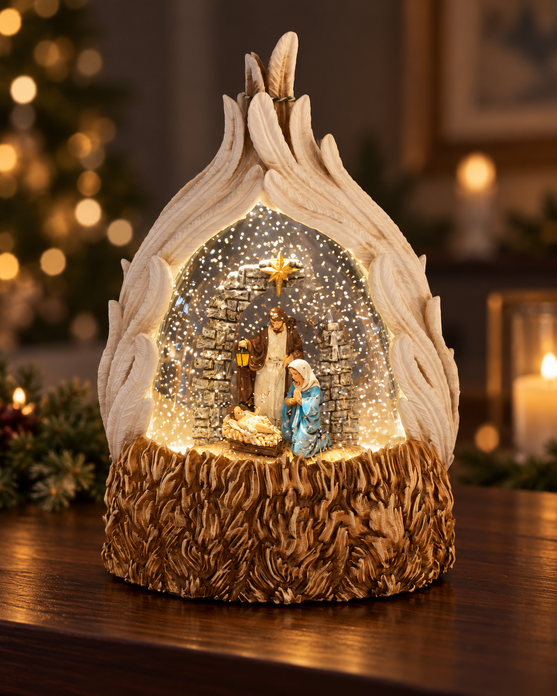 Holly Family Musical Water Lantern
