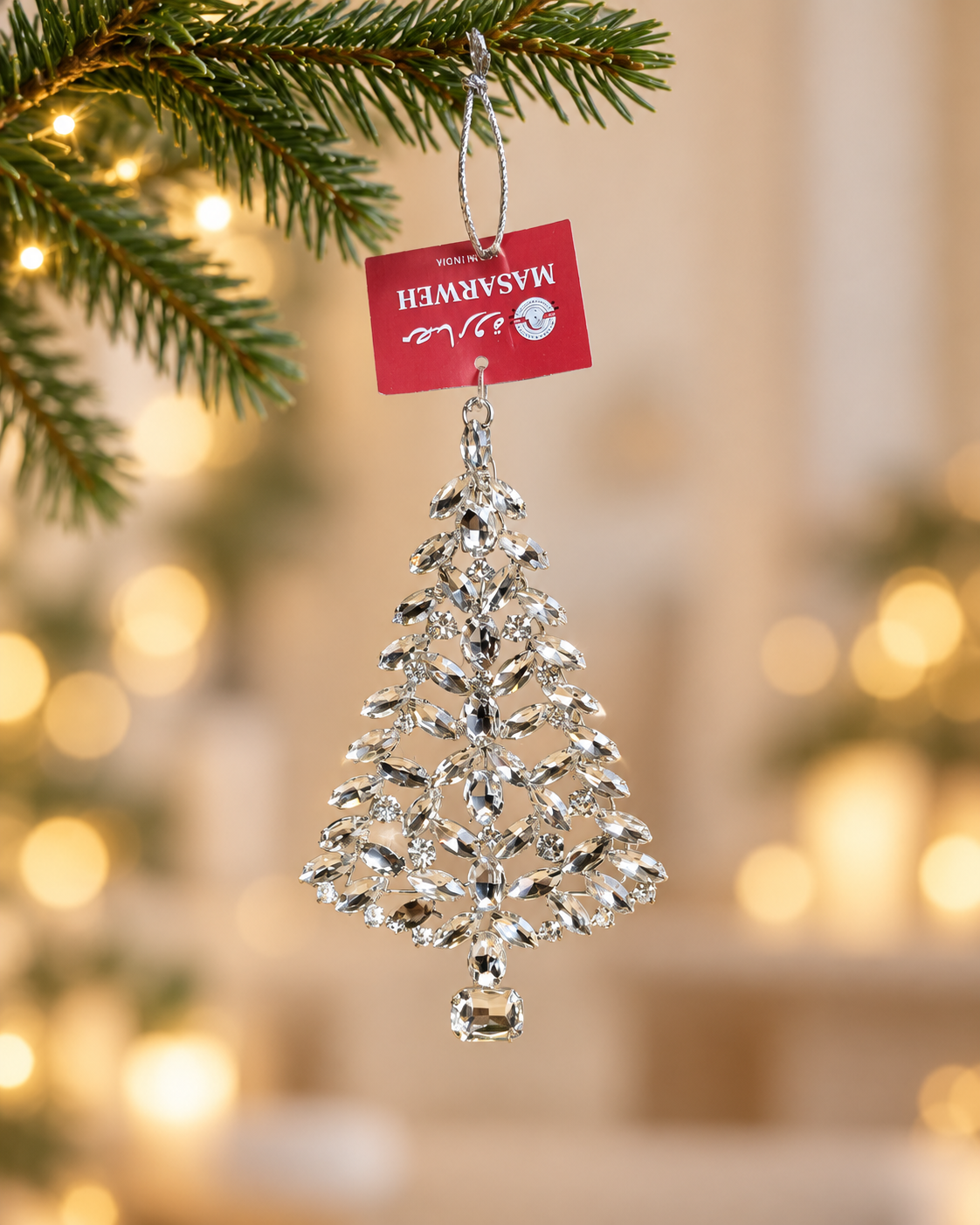 Tree Metal Jeweled Christmas Ornament