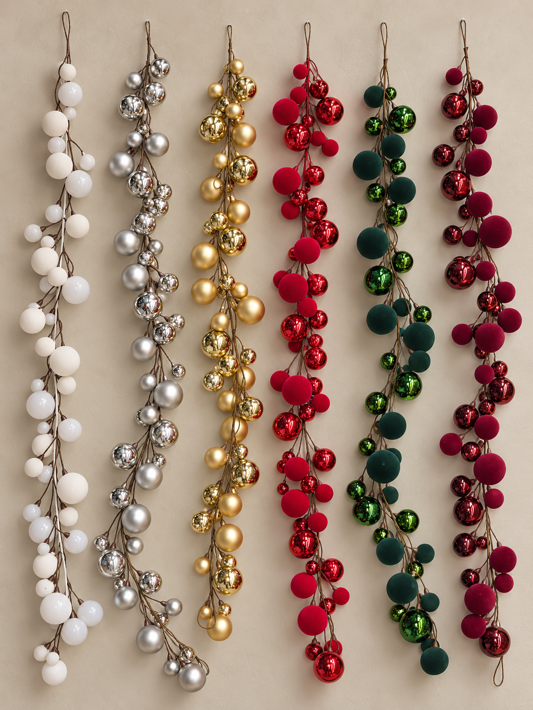 Plastic Mix Velvet Balls Garland