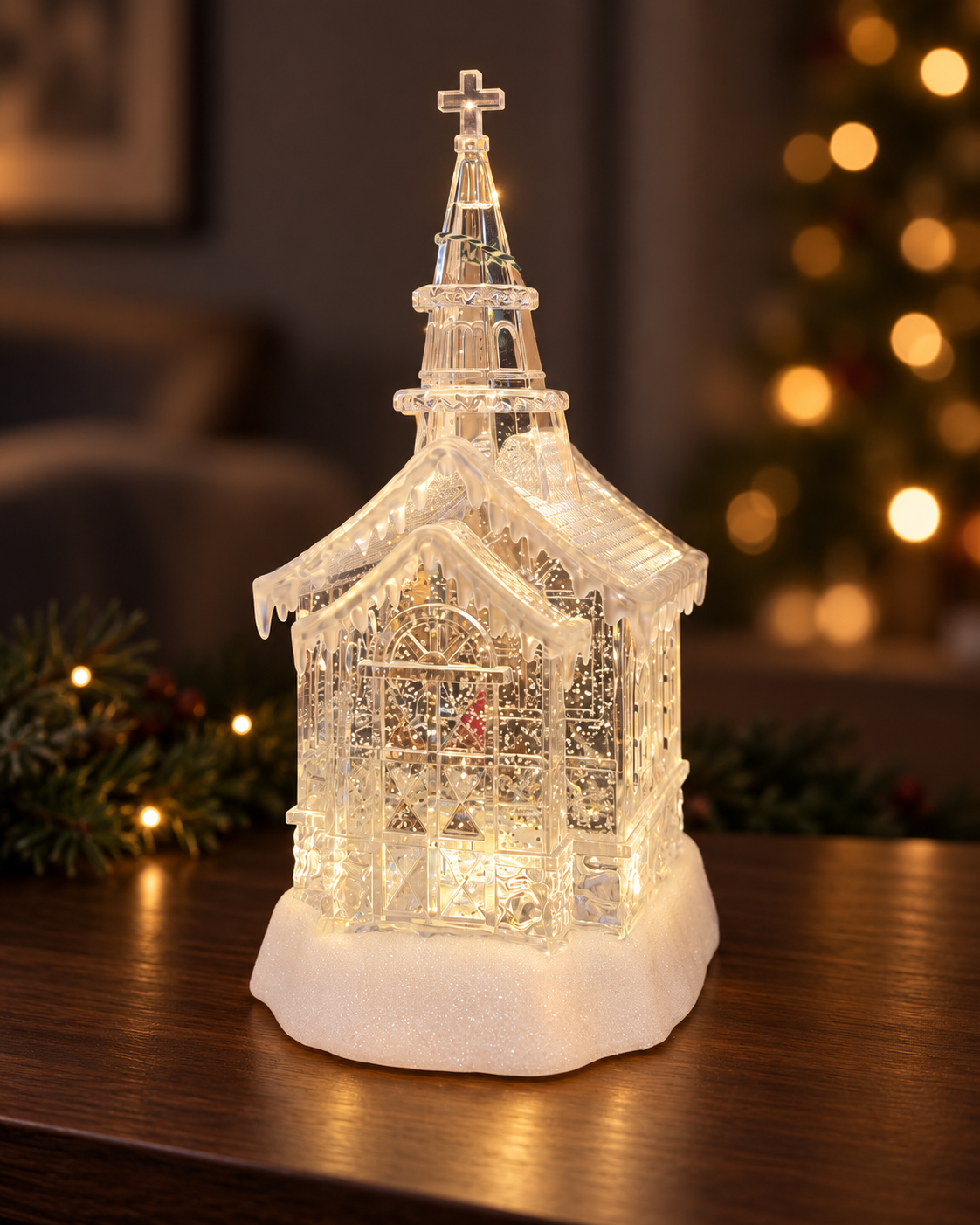 White Church Musical Water Lantern