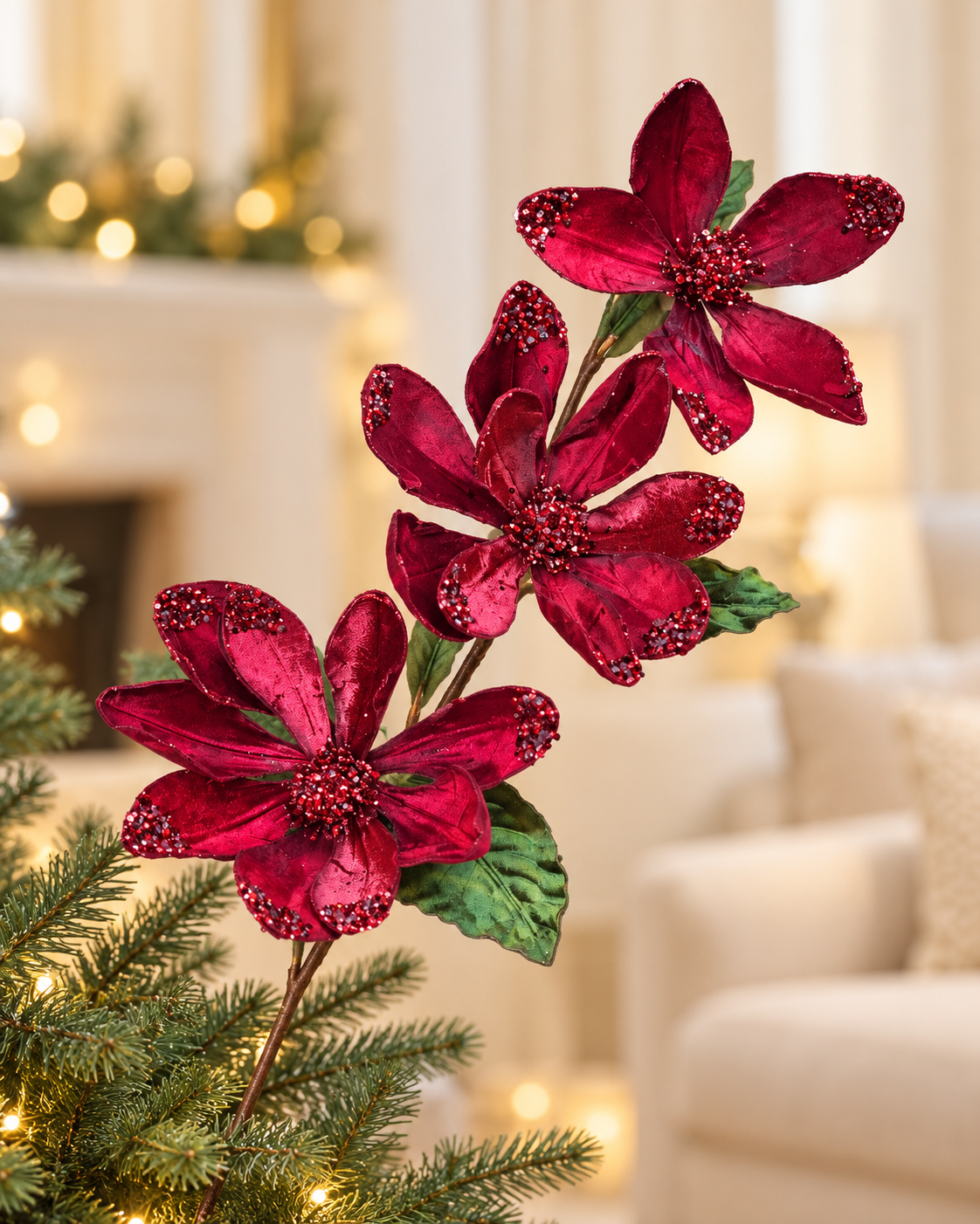 Burgundy Flower Tree Spray