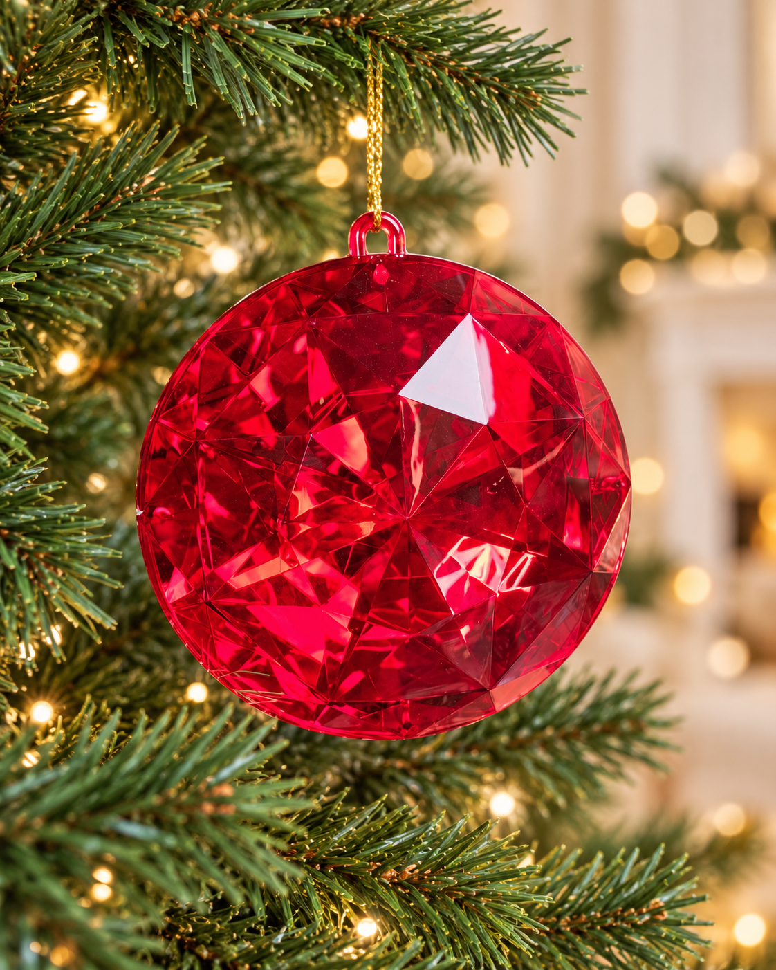 15CM Hanging Red Gem Tree Ornament