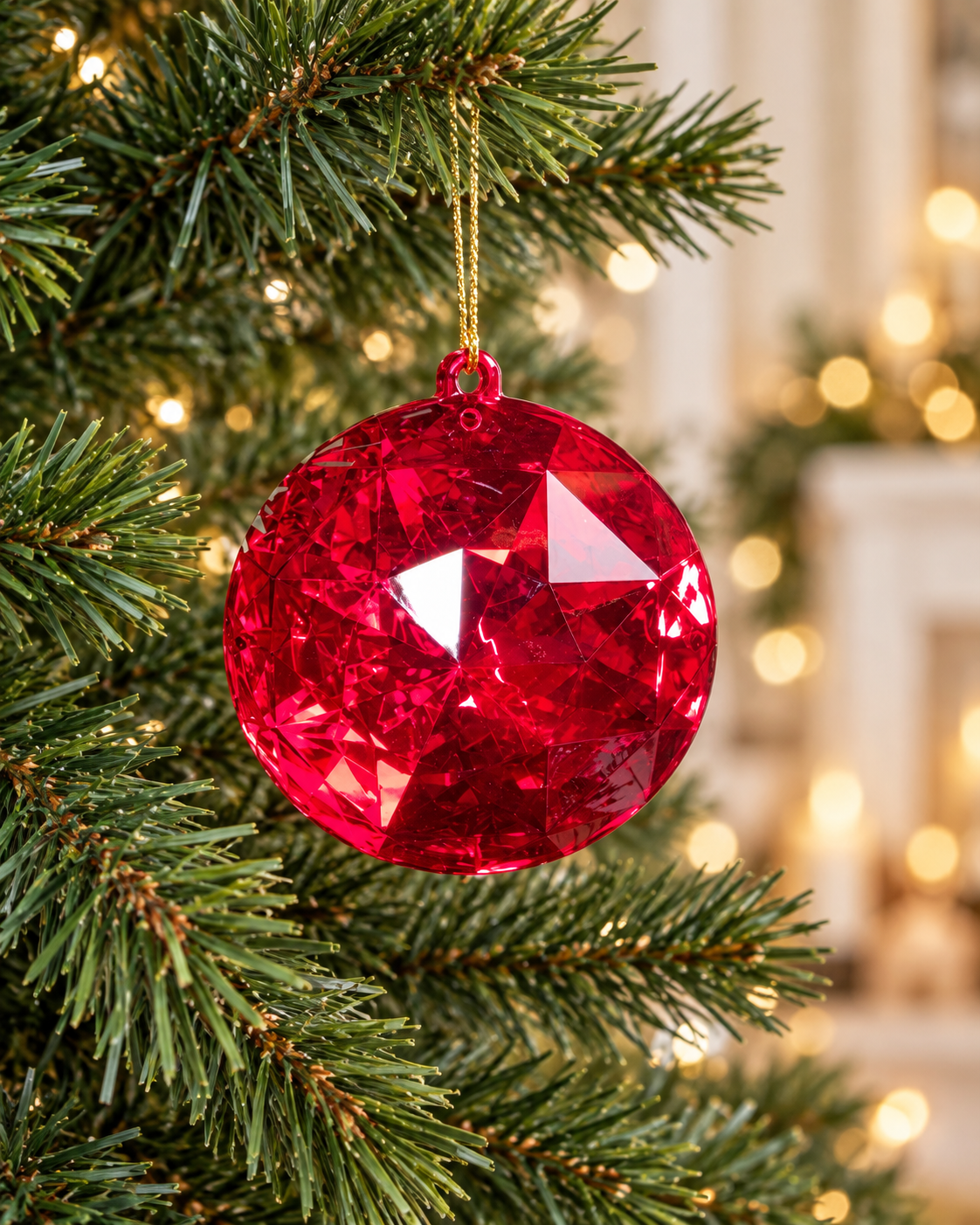 12.5CM Hanging Red Gem Tree Ornament