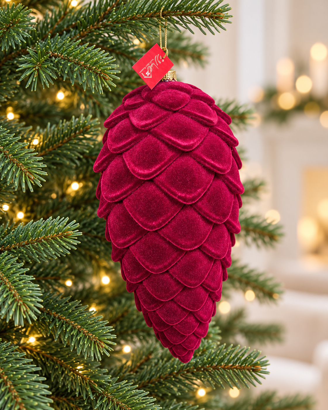 Large Velvet Burgundy Pinecone