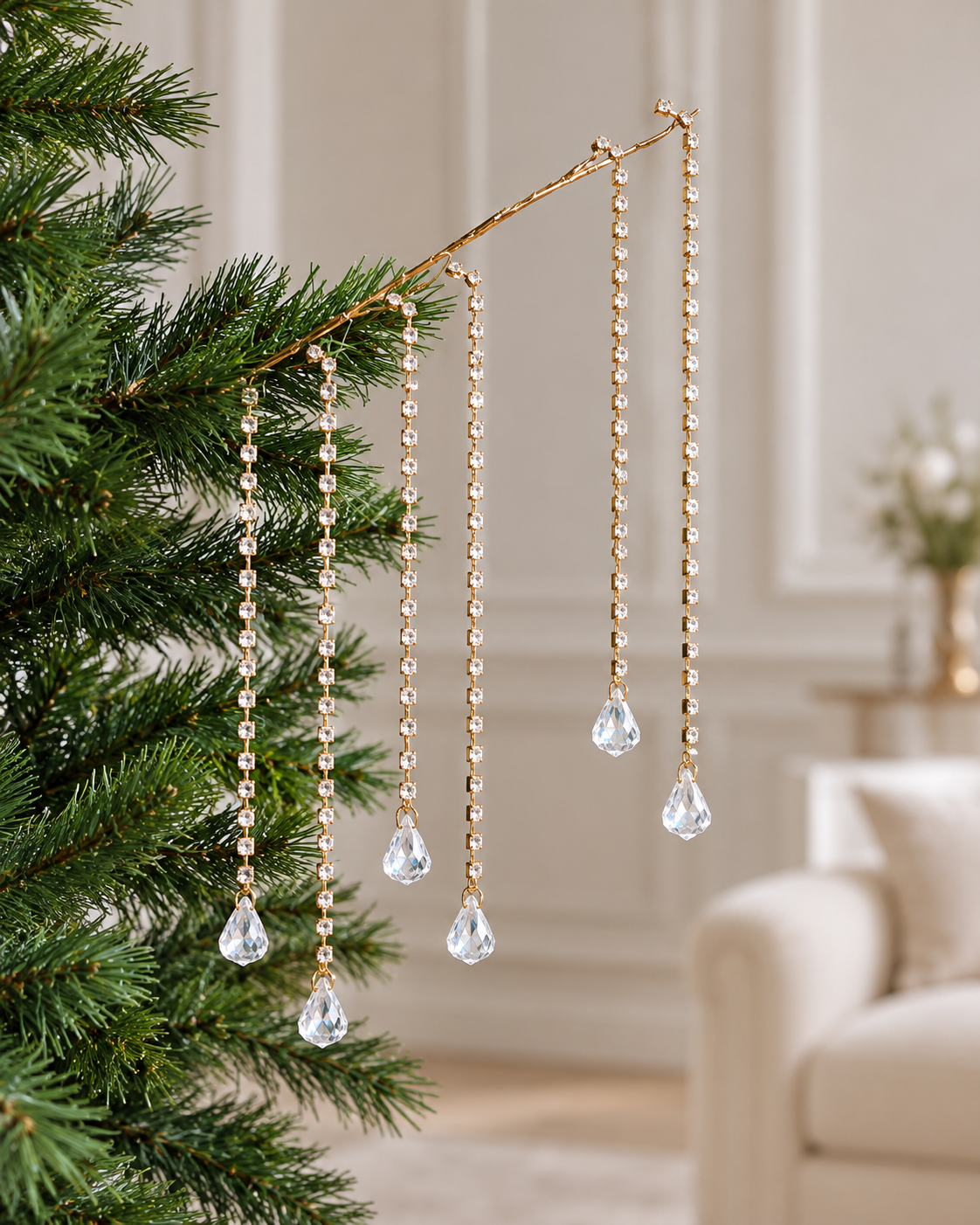 Gold Rhinestone and Jewel Christmas Tree Spray