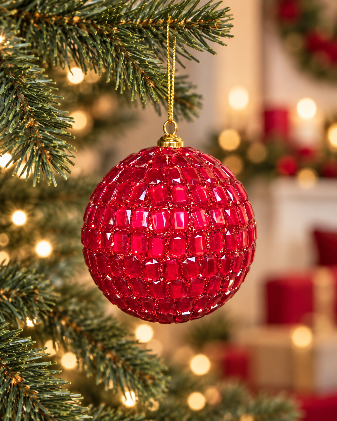 12cm Crystals Red Ball
