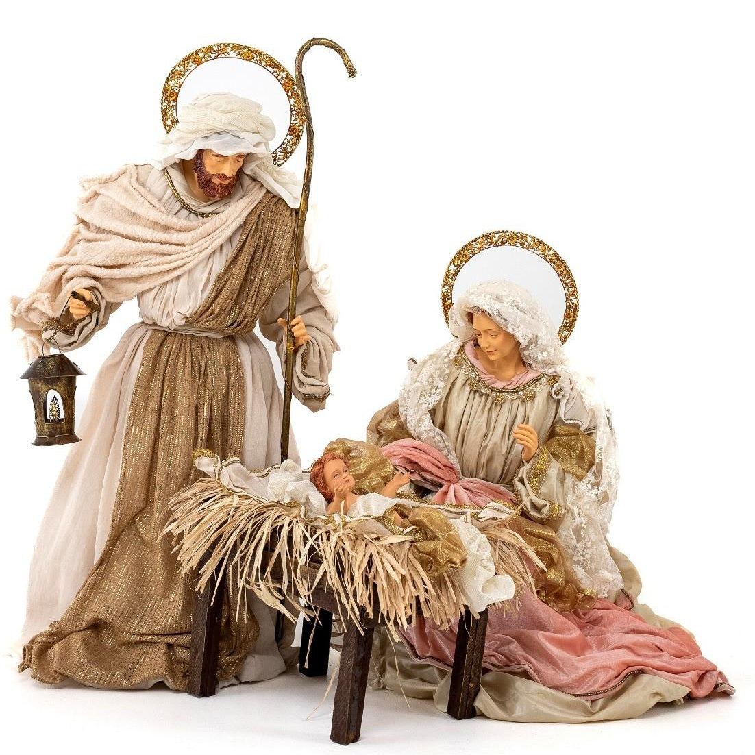 Giant Holy Family Champagne Fabric Handmade