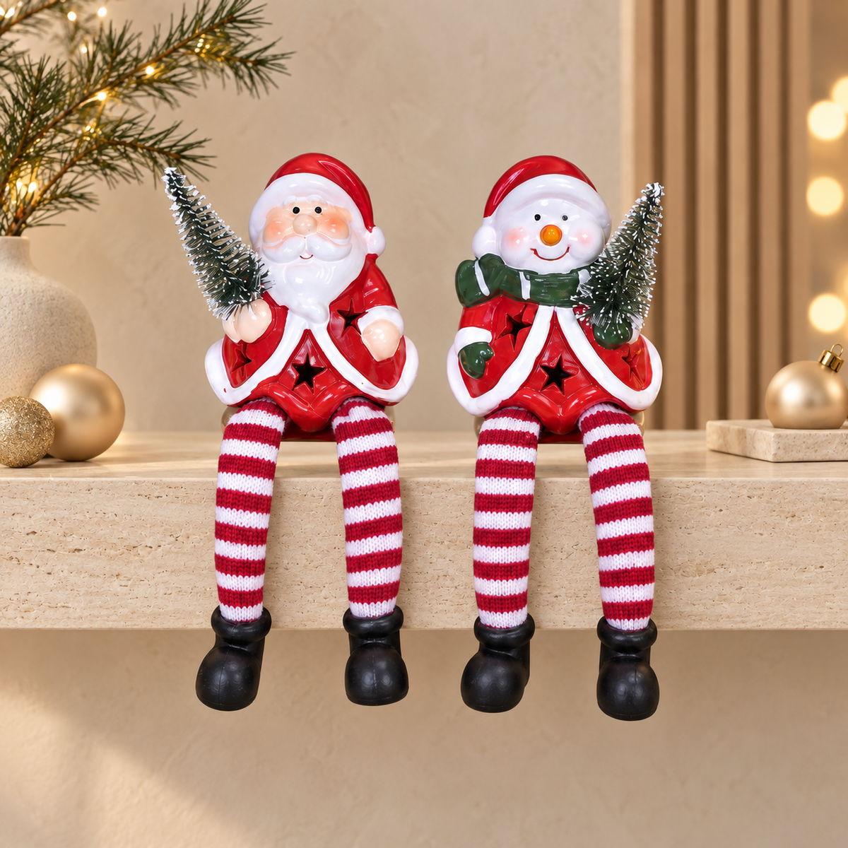 Santa Snowman Hanging Legs