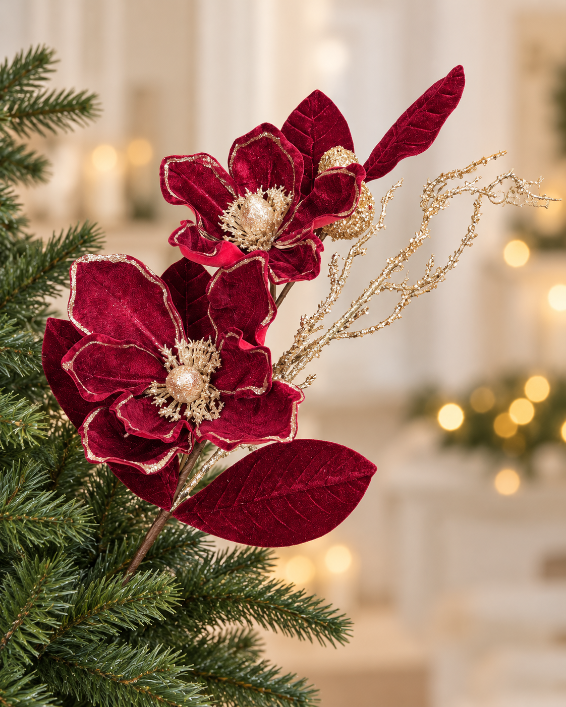 Burgundy Flowers Tree Spray