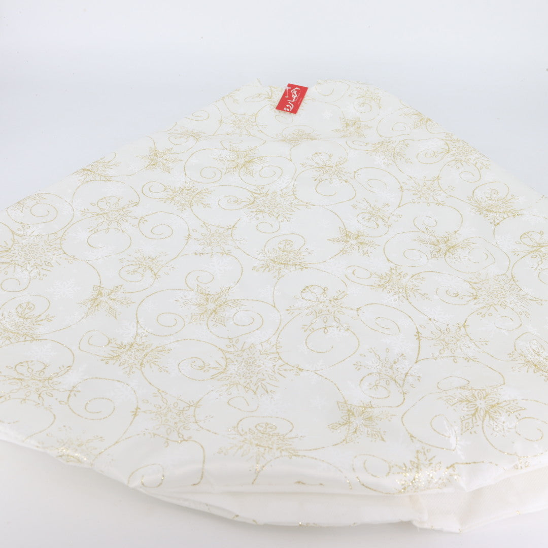 White With Gold Snowflakes Tree Skirt