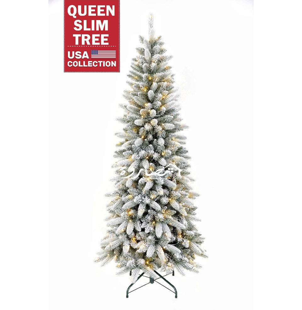 9ft (270cm) Flocking Queen Slim Christmas Tree