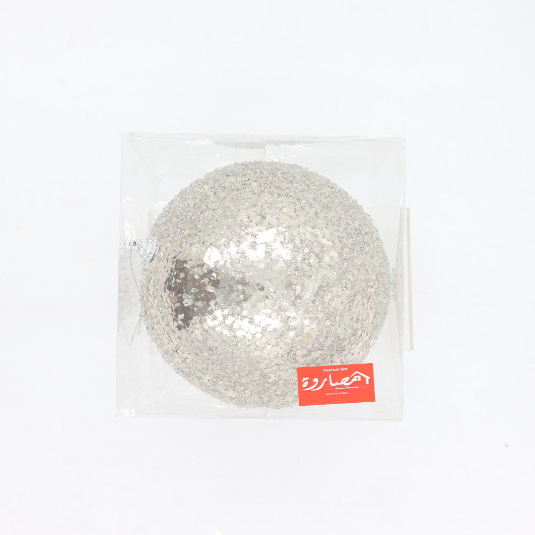 15CM Champagne Glitter Beaded Christmas Ball