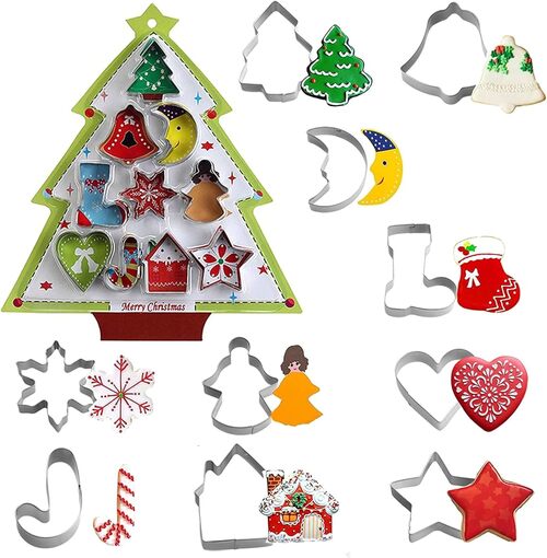 10pcs 3D Christmas Cookie Cutter Set
