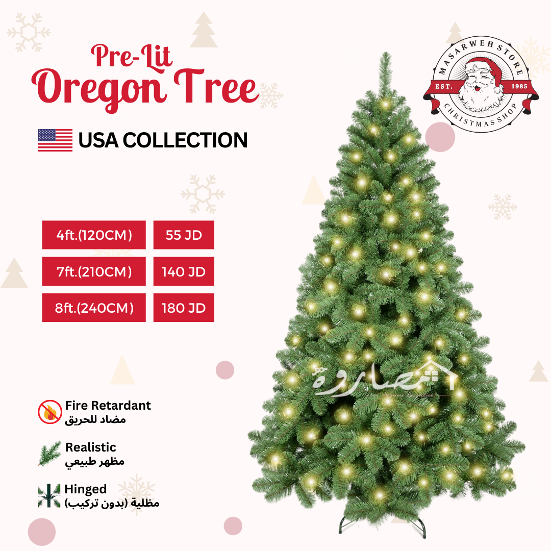 4ft 120CM Pre-Lit Oregon Christmas Tree