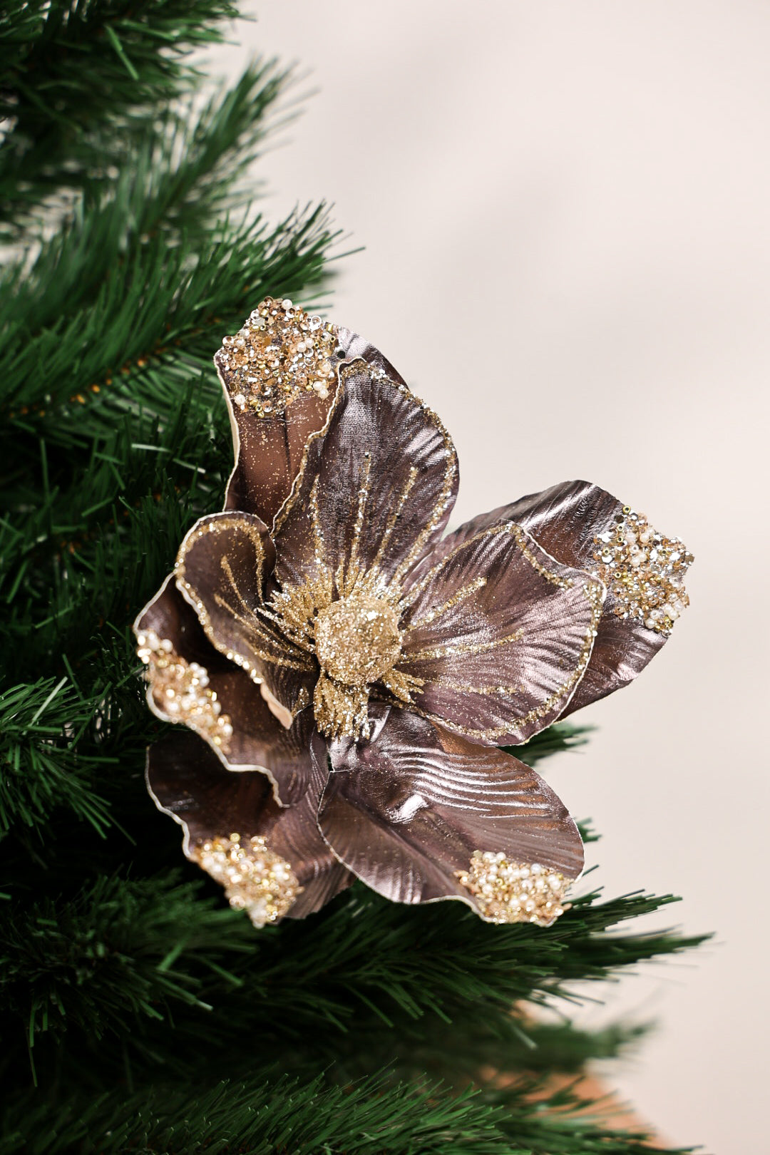 Metallic Magnolia Christmas Tree Flower