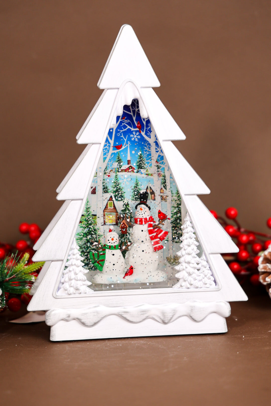Snowman White Tree Musical Water Lantern