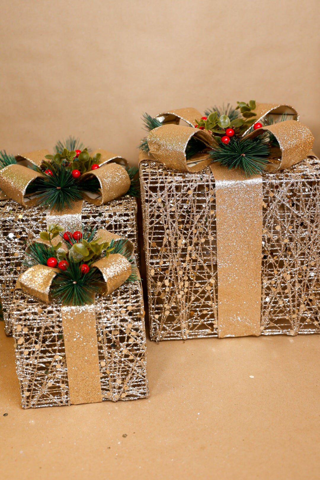 Glitter Gold Gift Boxes Brown