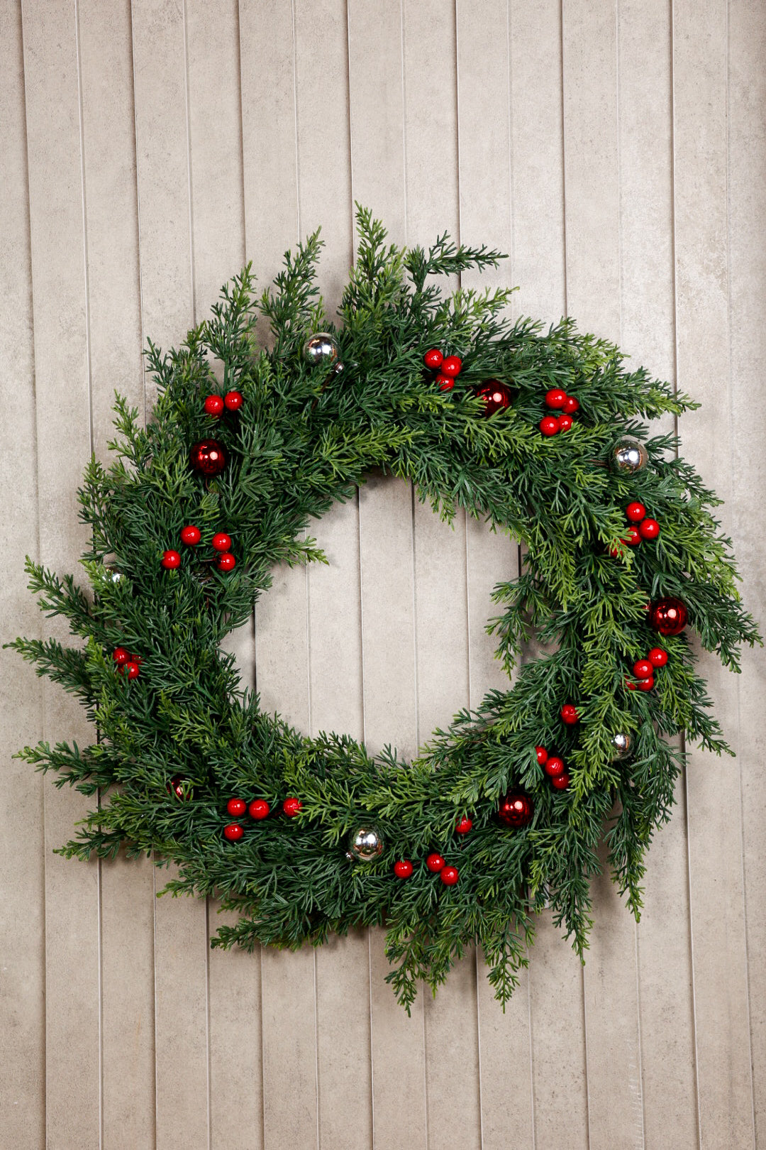 Green Spruce With Berries Decorated Wreath