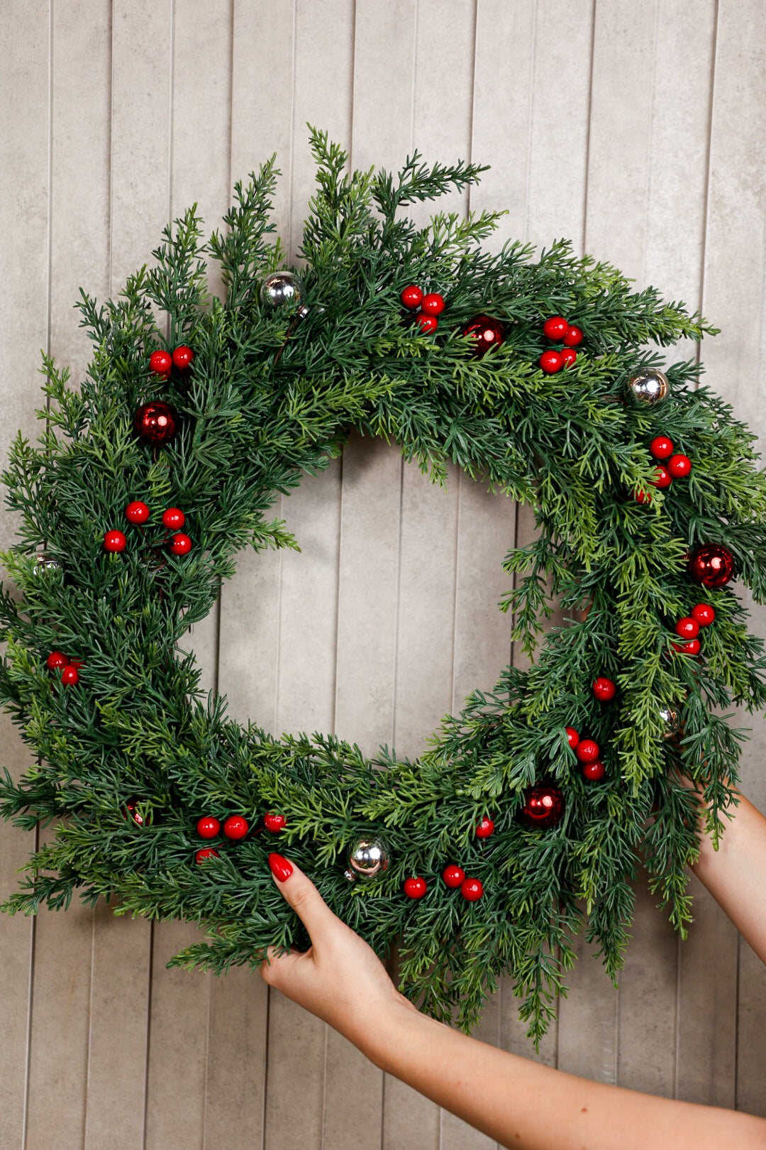 Green Spruce With Berries Decorated Wreath